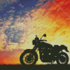 Motorcycle Silhouette In Sunset Diamond Paintings