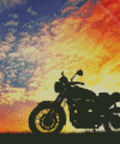 Motorcycle Silhouette In Sunset Diamond Paintings