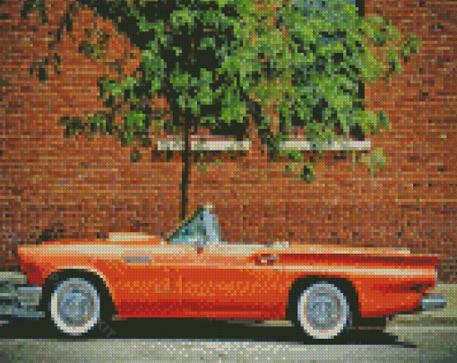 Orange Vintage 57 Thunderbird Car Diamond Paintings