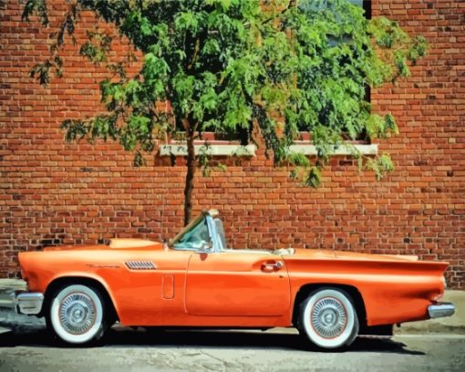 Orange Vintage 57 Thunderbird Car Diamond Paintings