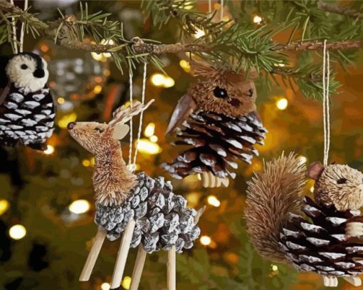 Pinecone Christmas Ornaments Diamond Paintings