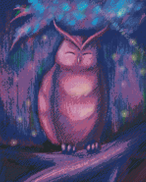 Pink Owl Bird Art Diamond Paintings