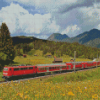 Red Train In Germany Nature Diamond Paintings