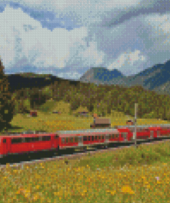 Red Train In Germany Nature Diamond Paintings