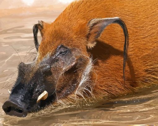 Red River Hog Swimming Diamond Paintings