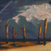 Remnant Pier With A Stormy Sky Diamond Paintings