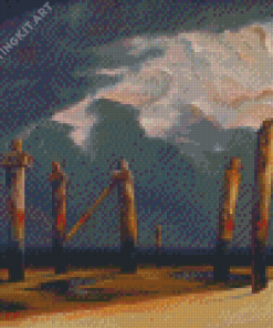 Remnant Pier With A Stormy Sky Diamond Paintings