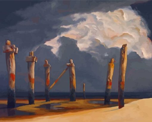 Remnant Pier With A Stormy Sky Diamond Paintings