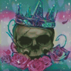 Skull Queen And Flowers Diamond Paintings