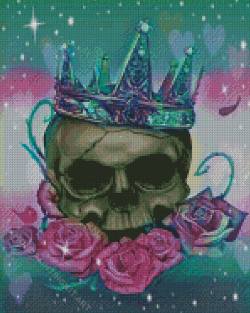 Skull Queen And Flowers Diamond Paintings