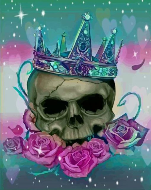 Skull Queen And Flowers Diamond Paintings