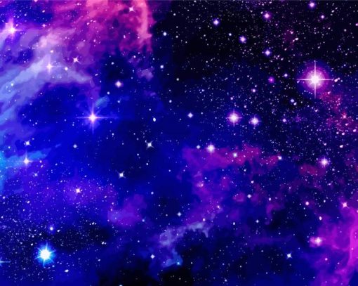 Stars In Blue Purple Galaxy Diamond Paintings