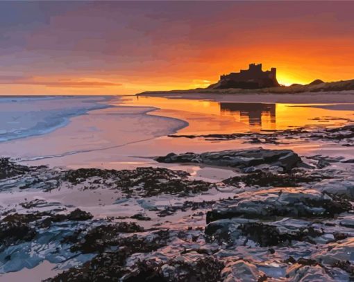 Sunrise Bamburgh Castle Diamond Paintings