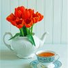 Teapot With Orange Flowers Diamond Paintings