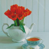 Teapot With Orange Flowers Diamond Paintings