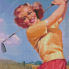 Vintage Woman Golfer Diamond Paintings