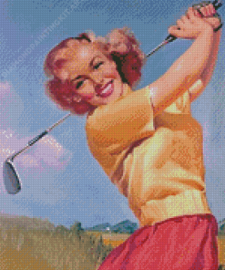 Vintage Woman Golfer Diamond Paintings