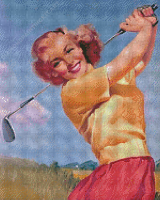 Vintage Woman Golfer Diamond Paintings