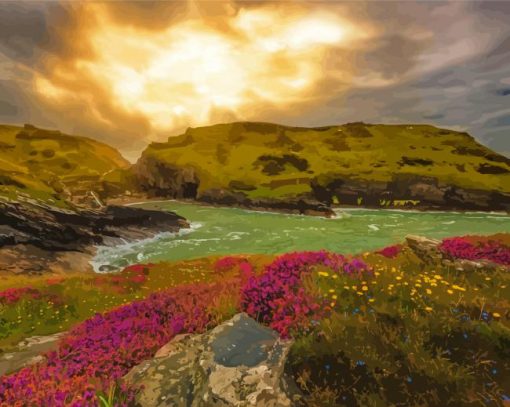 Tintagel At Sunset Diamond Paintings