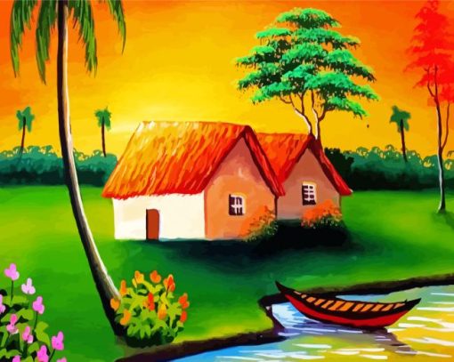 Village Scene Art Diamond Paintings