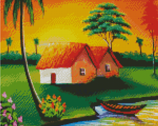 Village Scene Art Diamond Paintings