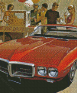 Vintage Red 1969 Pontiac Firebird Car Diamond Paintings