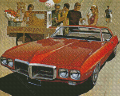 Vintage Red 1969 Pontiac Firebird Car Diamond Paintings