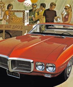 Vintage Red 1969 Pontiac Firebird Car Diamond Paintings