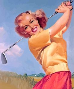 Vintage Woman Golfer Diamond Paintings