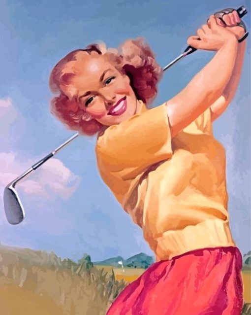 Vintage Woman Golfer Diamond Paintings