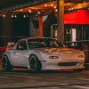 White Mazda RX7 At Street By Night Diamond Paintings