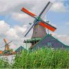 Windmills In Volendam Town Diamond Paintings