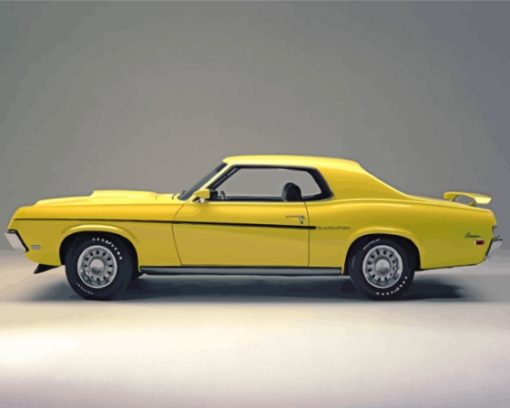 Yellow Mercury Cougar Classic Car Diamond Paintings