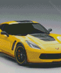 Yellow Corvette Chevrolet Car Diamond Paintings