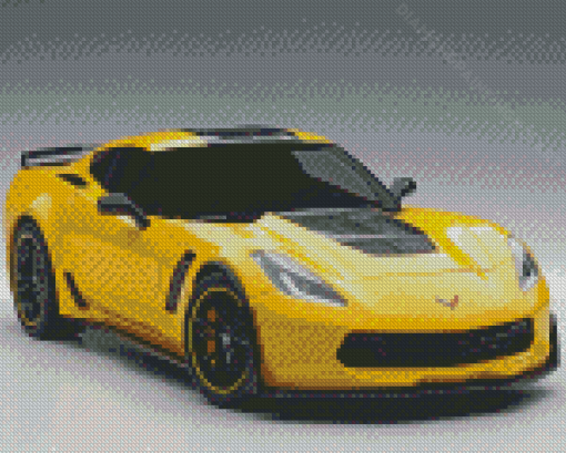 Yellow Corvette Chevrolet Car Diamond Paintings