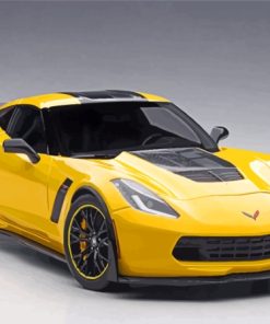 Yellow Corvette Chevrolet Car Diamond Paintings