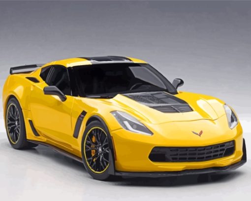 Yellow Corvette Chevrolet Car Diamond Paintings