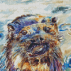 Abstract Otter In Water Diamond Paintings