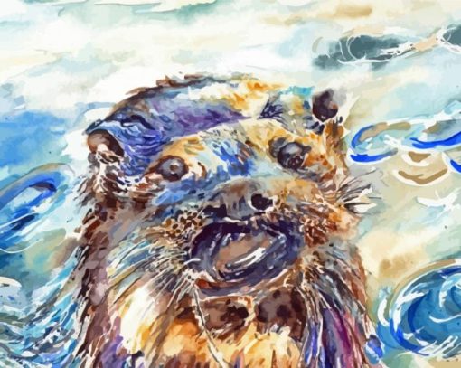 Abstract Otter In Water Diamond Paintings