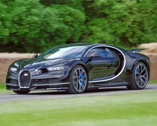 Black Bugatti Chiron Car Diamond Paintings