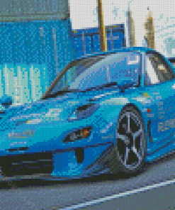 Blue Mazda RX7 Diamond Paintings