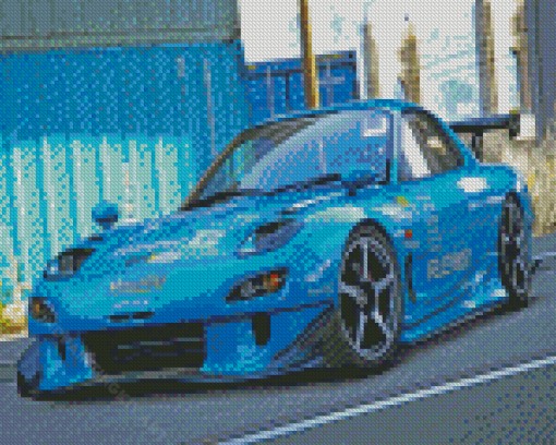 Blue Mazda RX7 Diamond Paintings