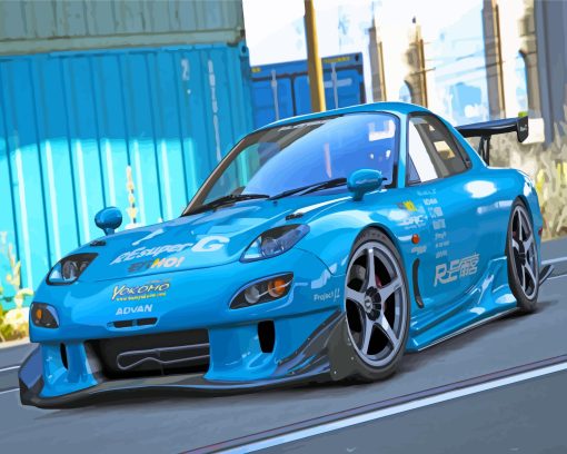 Blue Mazda RX7 Diamond Paintings