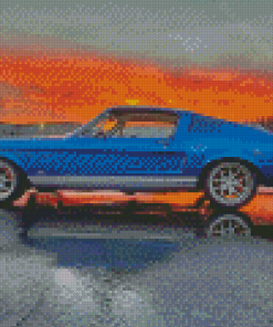 Blue Fastback Mustang Diamond Paintings