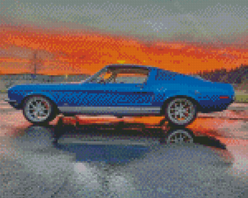 Blue Fastback Mustang Diamond Paintings