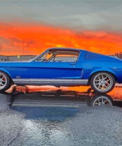 Blue Fastback Mustang Diamond Paintings