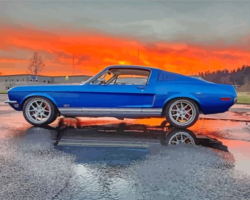 Blue Fastback Mustang Diamond Paintings