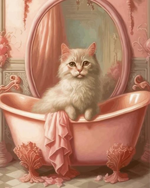 Cat In Bath Diamond Paintings