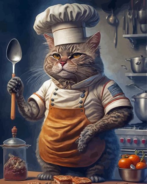 Chef Cat Cooking Diamond Paintings