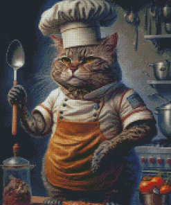 Chef Cat Cooking Diamond Paintings